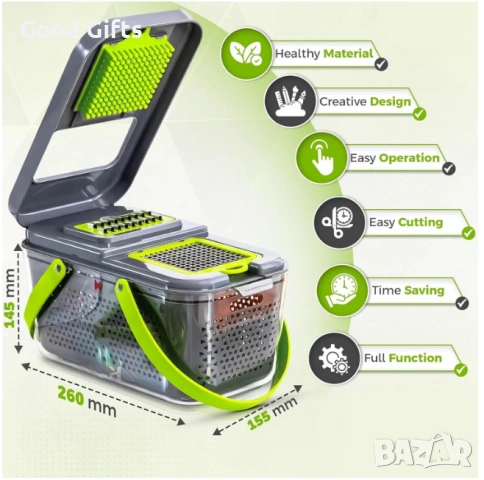 Многофункционално Кухненско Ренде 22-в-1 – Професионална Прецизност и Светкавично Готвене, снимка 9 - Други стоки за дома - 53369084