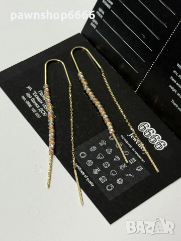 Златни обеци 14К - 2,82 грама, снимка 2 - Обеци - 54290845