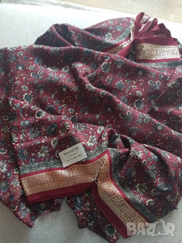 Плат естествена коприна - Оригинална банараска коприна (Banarasi Silk), снимка 2 - Рокли - 52021628