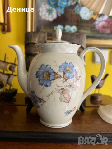 Schumann и любима декорация💙 Слонова кост, двоен син кант, а помежду им нежен релеф , снимка 7 - Сервизи - 51638056