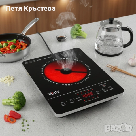 Котлон Voltz, 2000W, Кристална плоча с инфрачервен нагревател, 28х36см, LED екран, Таймер, снимка 5 - Котлони - 52580108
