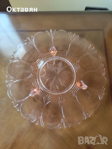 Стъклено плато за торта, снимка 7 - Сервизи - 53481231