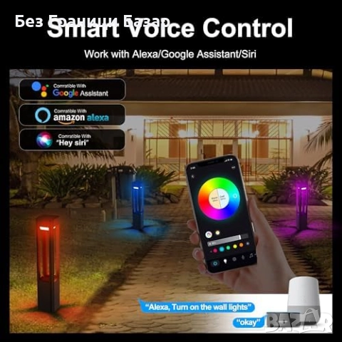 Ново Интелигентно външно осветление за алеи и дворове RGB контрол, снимка 5 - Лед осветление - 51897656