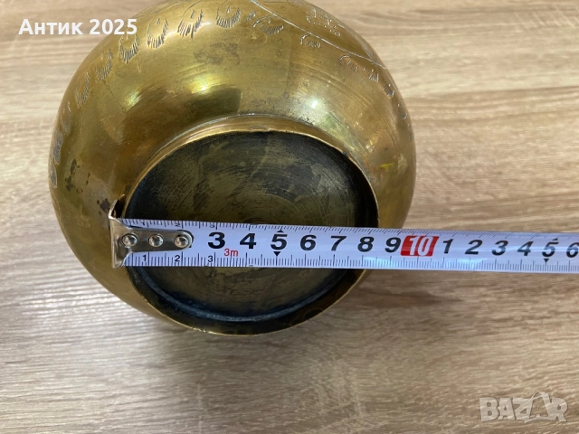 Винтижна месингова ваза с гравировка от Йерусалим и източни мотиви, снимка 6 - Антикварни и старинни предмети - 51484620