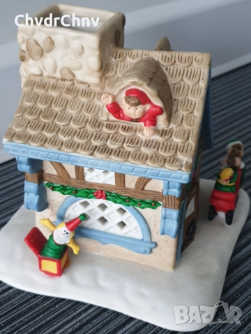 Partylite 16см/НОВА американска коледна керамична къща-свещник, снимка 3 - Декорация за дома - 52550557