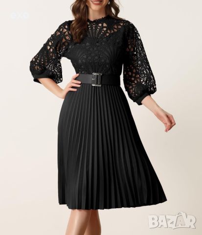 Черна рокля, Черна дантелена рокля, Официална черна рокля Елегантна черна рокля, снимка 1 - Рокли - 45791506