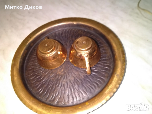 Медна чиния нова фи 24см с две медни чаши Н-70мм и фи 40мм, снимка 3 - Декорация за дома - 52457032