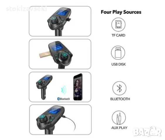 Трансмитер зарядно с МР3 плейър, радио и Bluetooth връзка HF25, снимка 6 - Аксесоари и консумативи - 49231011