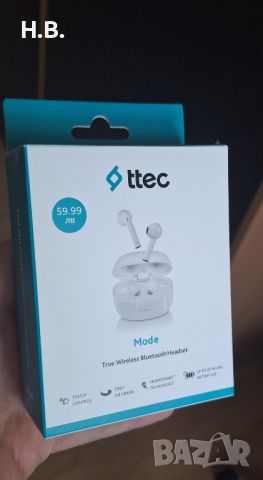 Bluetooth слушалки ttec AirBeat Snap Wireless Headsets - Бели, снимка 1 - Безжични слушалки - 45333204