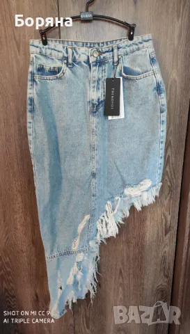 Trendyol нова с етикет асиметрична дънкова пола, снимка 8 - Поли - 49062945