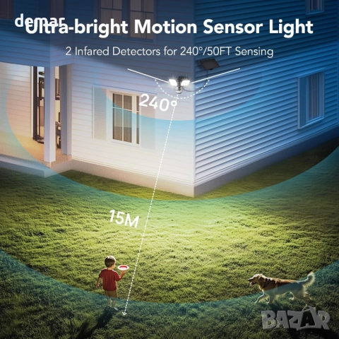 Соларна охранителна лампа Linkind,двойно захранване,сензор за движение, снимка 8 - Соларни лампи - 51718957