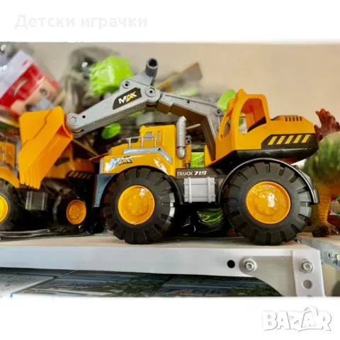 Камион багер зелен/оранжев, голяма строителна машина, снимка 7 - Коли, камиони, мотори, писти - 50226410