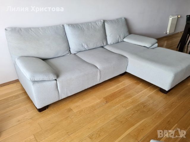 Ъглов диван с табуретка, снимка 2 - Дивани и мека мебел - 45483898