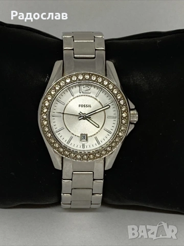 Fossil ES2879 Дамски сребърен кварцов ръчен часовник от неръждаема стомана с аналогов циферблат, снимка 2 - Мъжки - 53599724