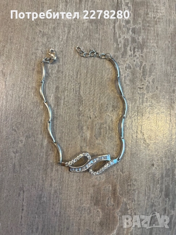 Сребърна гривна с циркониеви камъчета, снимка 7 - Гривни - 52460643