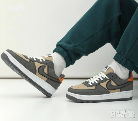 Дамски Маратонки Nike Air Force 1 сиво с оранжево, снимка 4 - Маратонки - 51631504