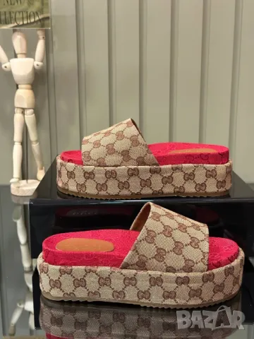 дамски чехли на платформа gucci , снимка 6 - Чехли - 46900373