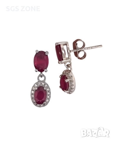 сребърни обеци с изумруди, рубини и сапфири, снимка 2 - Обеци - 51758406