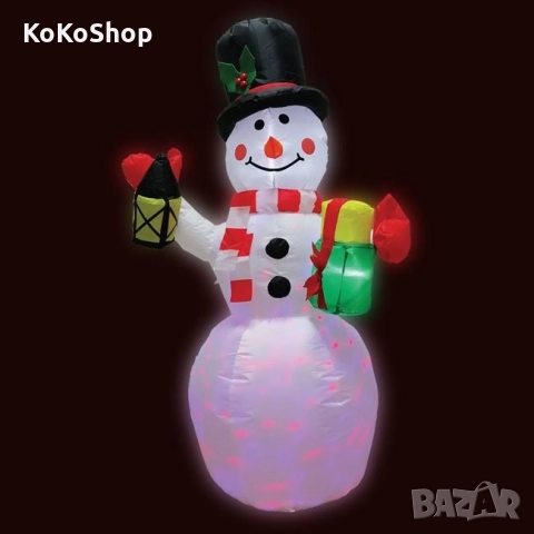 Надуваем Снежен човек с LED светлини-120 см./Коледна украса/декорация, снимка 4 - Декорация за дома - 52434094