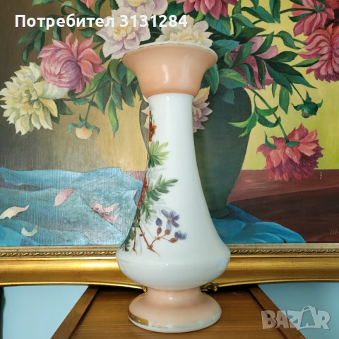 Античная рядка опалинова ваза рьчна рисувани Франция, снимка 4 - Други ценни предмети - 50699808