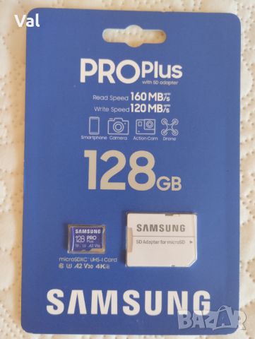 Samsung PRO Plus microSD карта 128 GB  MB-MD128KA-EU, снимка 1 - Друга електроника - 46294002