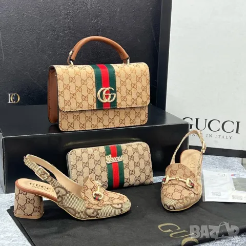 дамски обувки на ток, чанта и портмоне gucci , снимка 1 - Чанти - 46940587