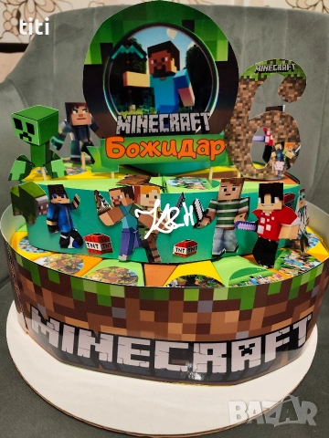 Картонена торта Майнкрафт 