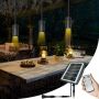 Градински соларни висящи лампи с таймер и дистанционно, водоустойчиви, топло бяло, 3 бр.