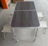 Комплект сгъваема къмпинг маса с 4 стола, регулируема височина, дизайн "куфар" в сив цвят, снимка 5