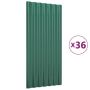 vidaXL Покривни панели 36 бр прахово боядисана стомана зелени 80х36 см(SKU:319138