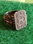 Винтидж сребърен пръстен с монограм орнаментиран майсторска ръчна изработка 51815, снимка 1