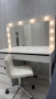 Тоалетка с холивудско огледало за грим+кожен регулиращ се стол, снимка 3