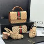 дамски обувки на ток, чанта и портмоне gucci , снимка 1