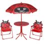 vidaXL Детски градински бистро комплект от 3 части, с чадър, червен)SKU:41842