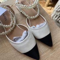 Бели обувки пантофки с перли , снимка 3 - Дамски ежедневни обувки - 45717015