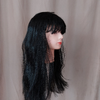 Черна дълга перука с бретон за парти , снимка 1 - Аксесоари за коса - 45033551