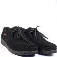 Дамски мокасини с връзки от естествен велур в черно , снимка 1 - Дамски ежедневни обувки - 45445061
