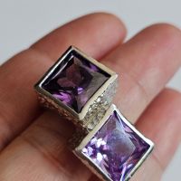 масивен сребърен пръстен с Пурпурен Аметист, снимка 1 - Пръстени - 45113017
