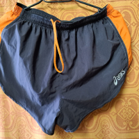 Спортни къси гащи  ASICS duo - XL ,сиви с оранжево ,с бандаж, нови, снимка 6 - Спортни дрехи, екипи - 45034961