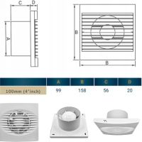 MYPURECORE 100 мм тих вентилатор за баня с таймер и хигростат - IPX4, снимка 6 - Други стоки за дома - 45796194