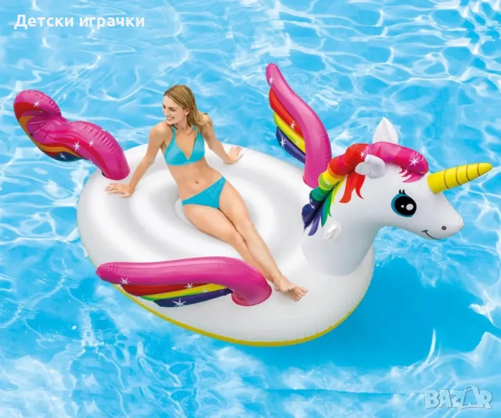 Надуваем остров Mega Unicorn Intex, 287 х 193 см, PVC, за двама, еднорог , снимка 1