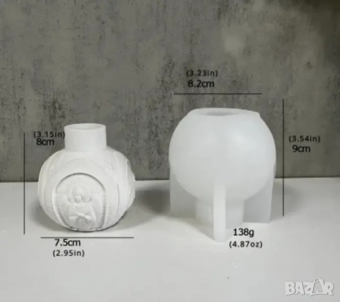 Молд коледна топка свещник с ангел, снимка 1