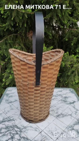 Ратанова поставка за чадъри/бастуни с дръжка от ковано желязо, снимка 1