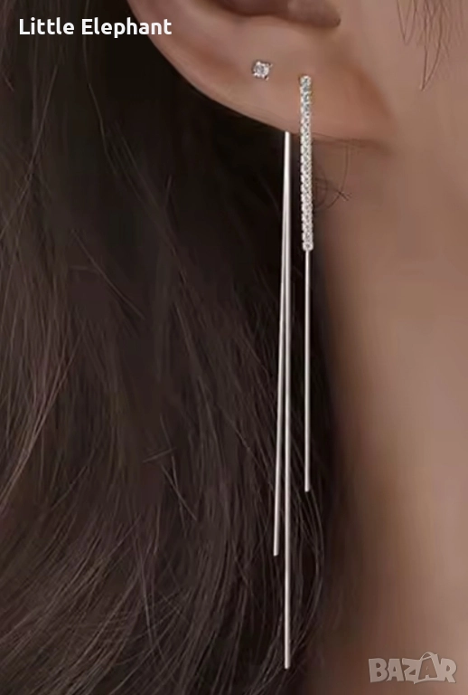 Pre order Сребърни висящи дълги pplein обеци "Water diamond",колекция"Winter Holidays"/нови, снимка 1