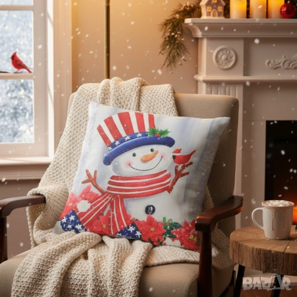 Коледни декоративни калъфки за възглавници – 7 уникални празнични дизайна,45×45см - 6 бр. в комплект, снимка 1