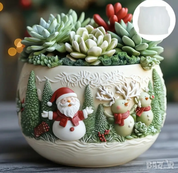 Молд буркан кашпа дядо Коледа с елени, снимка 1