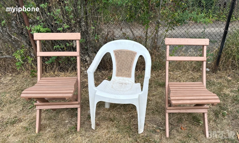 Здрави дървени сгъваеми столове 2 броя., снимка 1