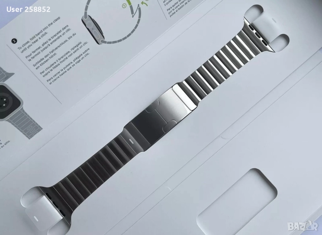 Оригинална Apple Watch сребърна каишка от неръждаема стомана със закопчаване на пеперуда - Оригинал, снимка 1