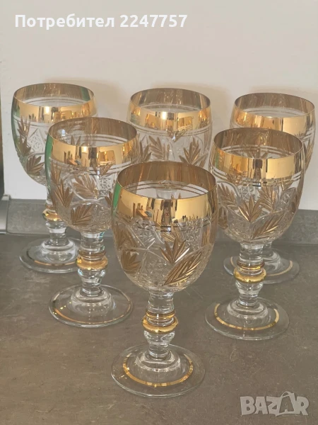 6 бр кристални чаши за вино, снимка 1