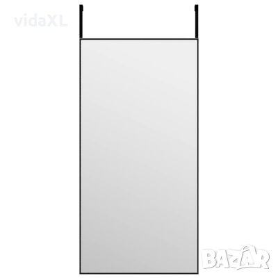vidaXL Огледало за врата, черно, 40x80 см, стъкло и алуминий, снимка 1